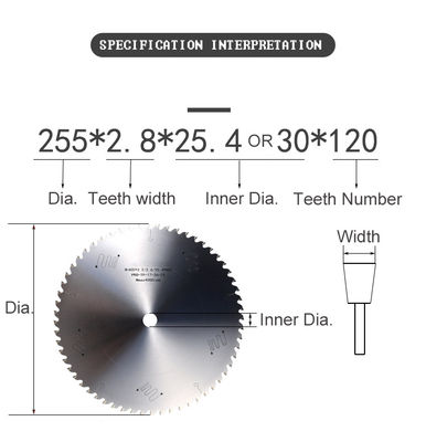 2-5 mm d'épaisseur Dents en carbure d'aluminium TCT CLADE de scie circulaire revêtue d'or